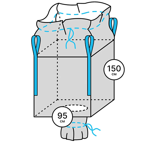 Мешок "Биг-Бэг" 95*95*150 4 стропы, верх-сборка, низ-люк 1,5тн, 160 г/м2