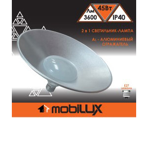 Светильник светодиодный  45Вт, Е27, 5000К, 3850Лм, IP40, 295*165мм "СВО-45" "Evostar"