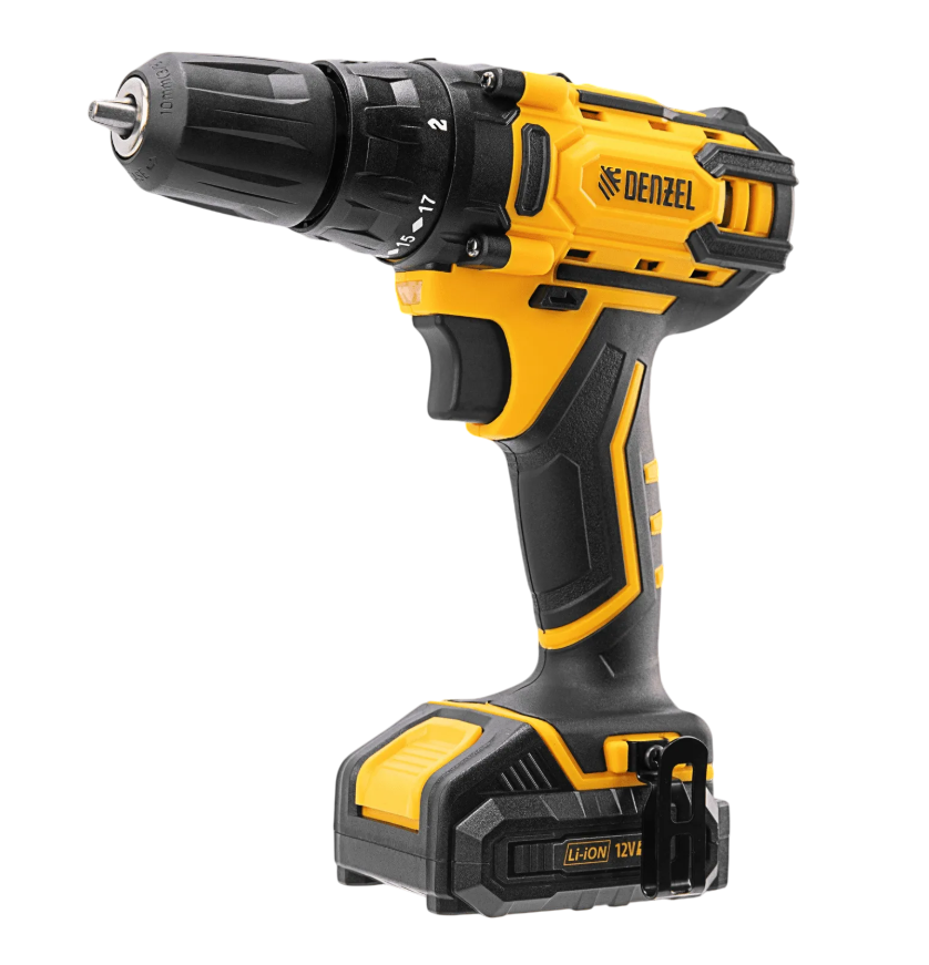 Дрель-шуруповерт аккум. "DENZEL" CDL-12-02BM, Li-Ion, 12B, 1.5А/ч,1450об/мин