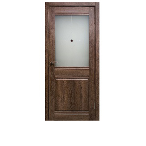 Дверное полотно Омега", 800*2000*38мм, остекленное/фьюзинг, ламинатин, "Дуб шоколадный"Дубрава-Сибирь