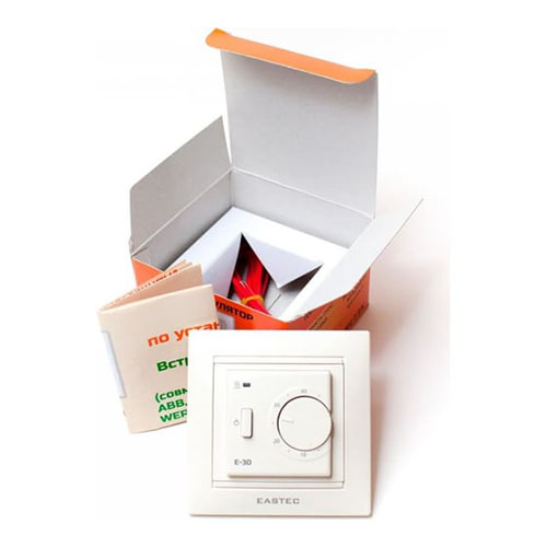 Терморегулятор "Eastec" E30 кремовый 3,5кВт скрытой установки механический, 82*82*40мм