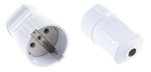 Розетка кабельная c заземлением, прямая, 16А белая, Rx2-W "Эра"