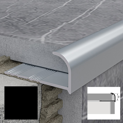 Профиль алюминиевый для плитки РП-АКП  11мм*2,7м, андонированный "Матовый черный"