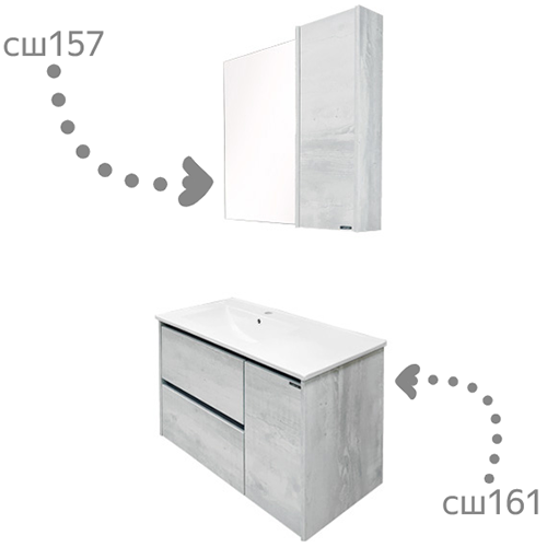 Тумба "Бремен 90", дуб белый, подвесная с умывальником "Comforty 9090EL"