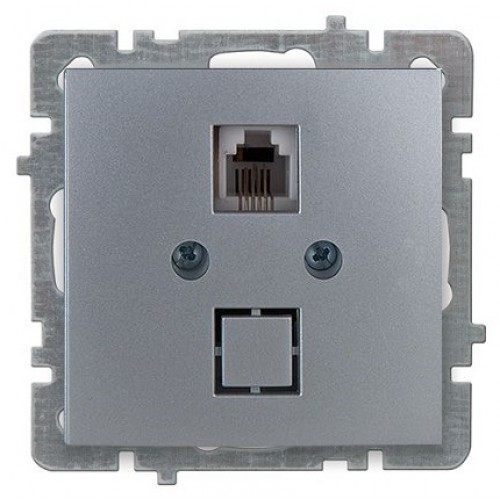 Механизм розетки "NILSON Touran" телефонной, скрытой проводки, Серебро