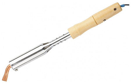 Паяльник электрический "Спарта" 100Вт с деревянной ручкой, плоское жало