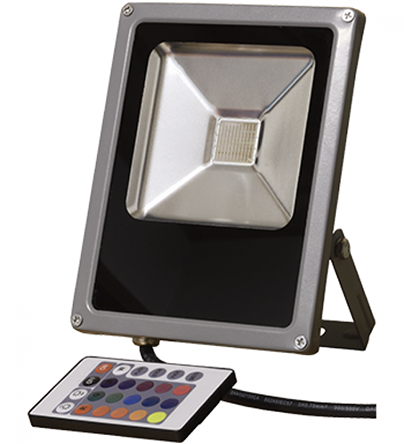 Прожектор светодиодный трехцветный с пултом управления "DEKO" 30Вт красный, зеленый, синий 220В "SLIM RGB"