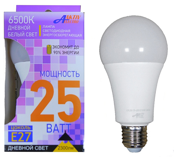 Лампа светодиодная A60 25Вт Е27 175-265В 4000К LED-A-Regular &quot;AKTIV ELECTRO&quot;