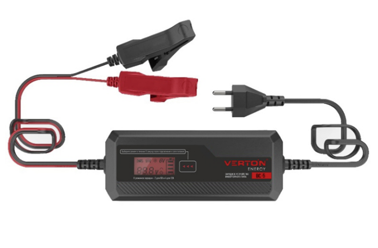 Зарядное устройство VERTON Energy BC- 5 (230/50 В/Гц,мощн.60Вт.,напряж.аккум.6/12 В.,емкость обсл.аккум.1,2-120Ач.,раб.темп.(-20)-(+40) С, LCD)