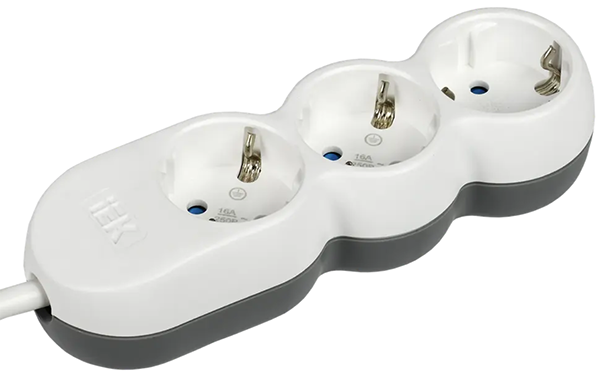 Удлинитель "У03" 3 мест с заземляющим контактом, длина 3 метра, 16А/250В UNO   "ИЭК"