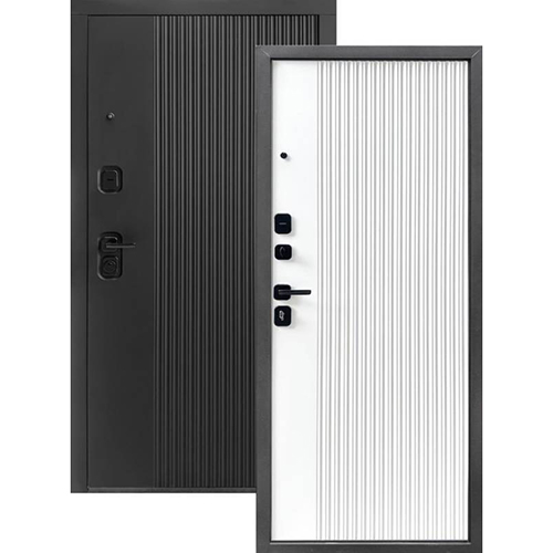 Дверь входная "Спарта", 860*2050*85мм, правая, МДФ -"Черный софт", МДФ "Белый софт" Прим Восток