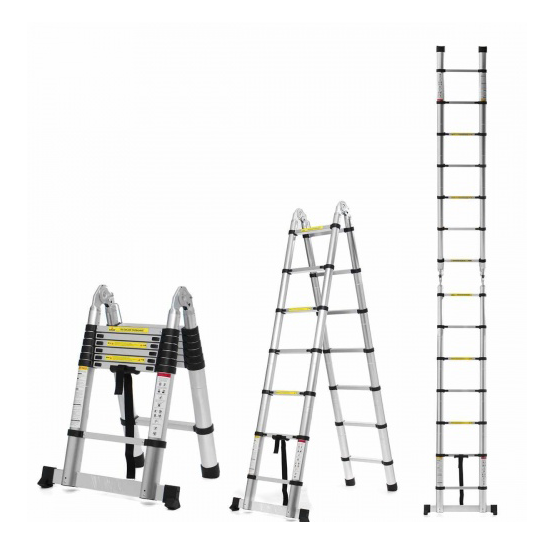 Телескопическая двухсторонняя лестница с шарниром 91x49x16, 6ст, 13,3 кг