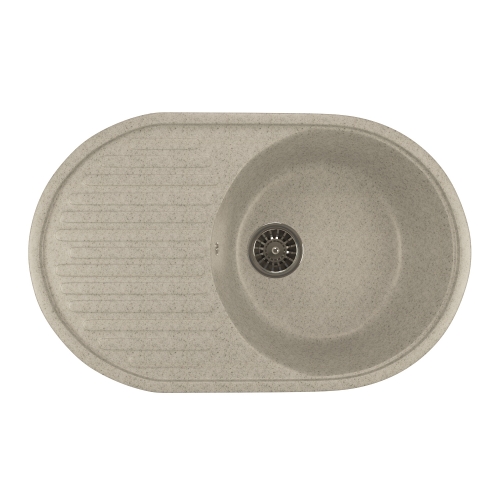 Мойка из искусственного гранита 465*735*180мм "овальная с крылом", серая, ML-GM16