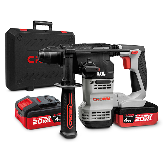 Перфоратор CT28001HX-4 BMC XSerie 20В, 2,3Дж, 0-1400 об.мин/0-4500уд.мин, 4,0Ач x 2Li, SDS-Plus CROWN