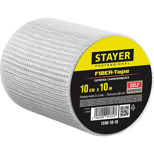 Серпянка "Stayer fiber-Tape" самоклеящаяся, 100мм*10м