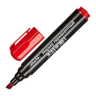 Маркер перманентный "Комус" красный скошенный наконечник 1,5мм-3мм