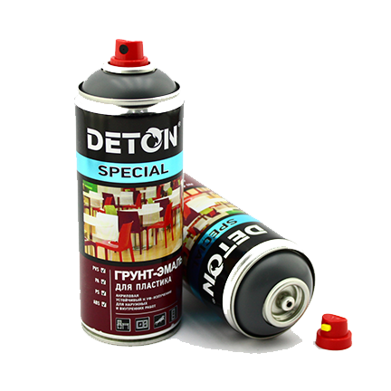 Грунт-эмаль для пластика аэрозольная серый "DETON Spesial", 520мл