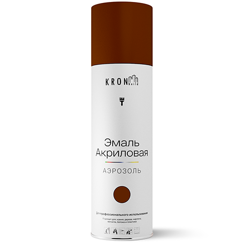 Эмаль аэрозольная коричневая глянцевая акриловая, KRONbuild, 520мл
