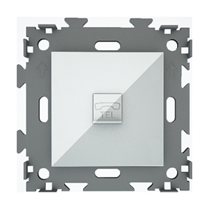 Розетка, ТЛФ1-ая, "CGSS", скрытой проводки, с рамкой, белая