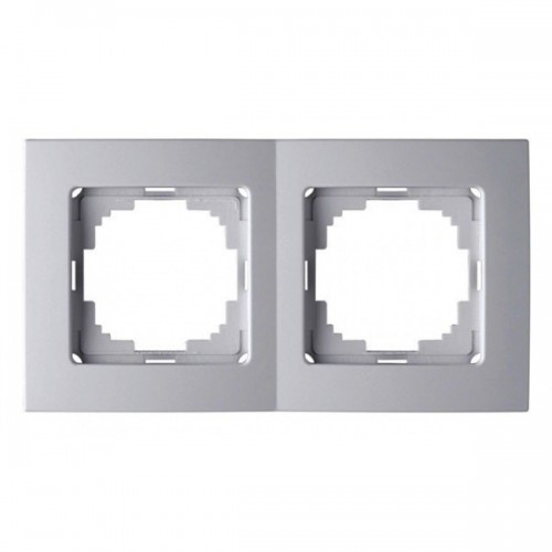 Рамка "NILSON Touran" двойная, горизонтальная, Серебро
