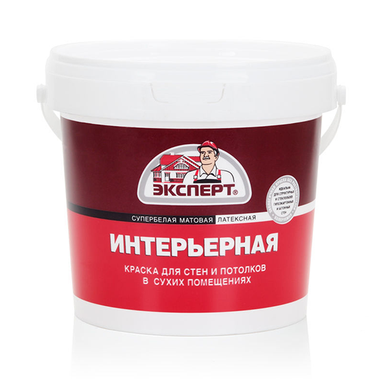 Краска водоэмульсионная интерьерная супербелая "Эксперт", 1,3кг