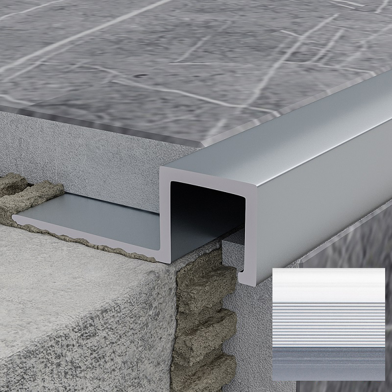 Профиль алюминиевый для плитки РП-АКП-16  10мм*2,7м, "Андонированный матовое серебро"