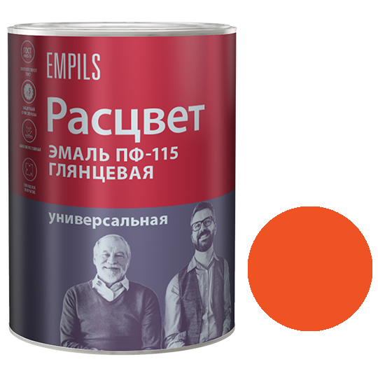 Эмаль алкидная оранжевая ПФ-115 &quot;Расцвет&quot;, 0,9кг