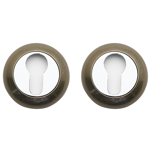 Накладка дверная под цилиндр "ET-AL АВ-CP", круглая, "Бронза, хром"