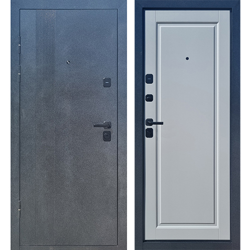 Дверь входная "Титан Т-112 CLASSIC", 860*2050*90мм, левая, металл - "Антик серебро", МДФ - "Серый эмалит"