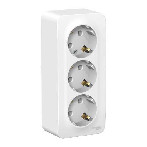 Евророзетка 3-ая 16А, с/з о/п (изол.пластина), BLANKA белый