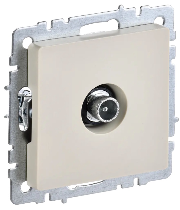 Розетка ТВ проходная "BRITE" с/п, механизм (без рамки), беж. IEK