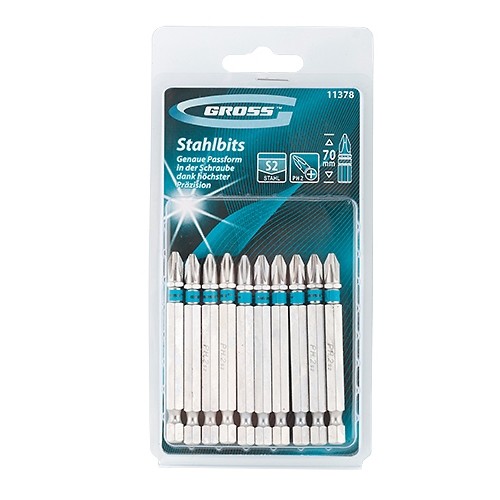 Набор бит PH2*70мм магнитный , 10шт "Gross"