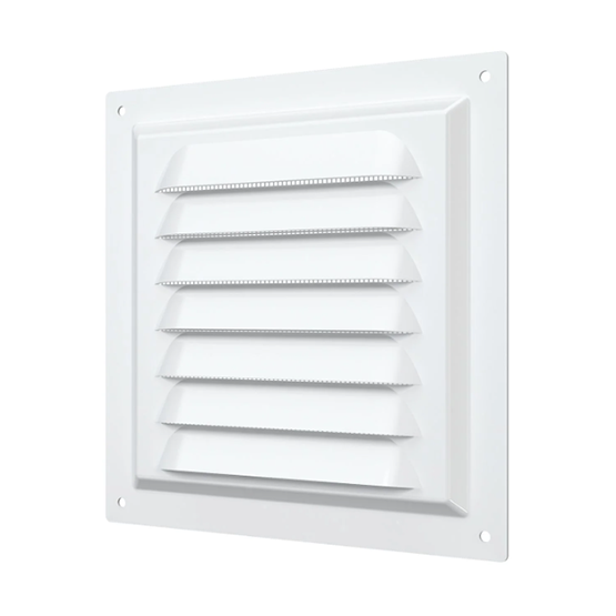 Решетка металлическая вентиляционная 150*150, с сеткой, белая