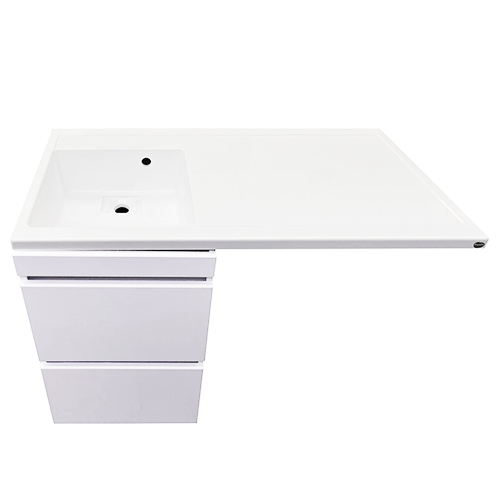 Тумба "Paola 50 " белая, с 2-мя ящиками, с умывальником "Magenta 110", под стир. машинку, мойка слева