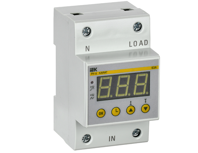 Реле напряжения РН-д однофазное 54мм 63А IEK