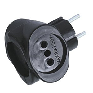 Тройник без заземляющего контакта, 6А, 250В, черный, ТС-3, "Веллконт"