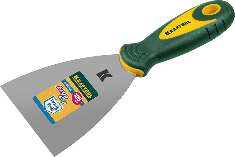 Шпатель "Kraftool" из нержавеющей стали 100мм, двухкомпонентная ручка