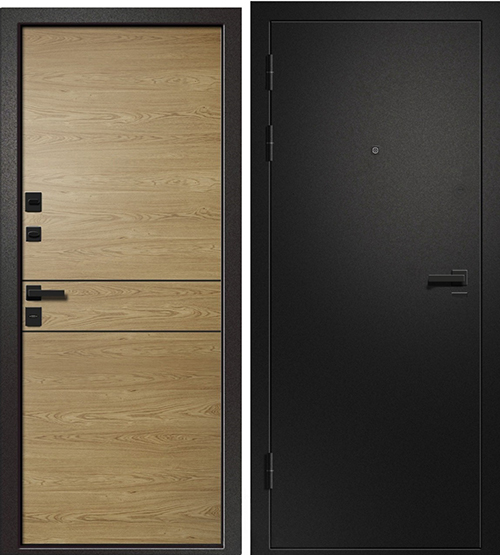 Дверь входная"Медея-315",860*2050*90мм,левая,металл, - "Сатин черный",МДФ "Дуб европейский"