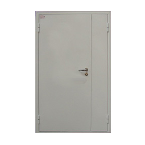Дверь входная противопожарная двухстворчатая , 1200*2050*50мм, левая, металл -"Ral 7035, шагрень", Город Мастеров