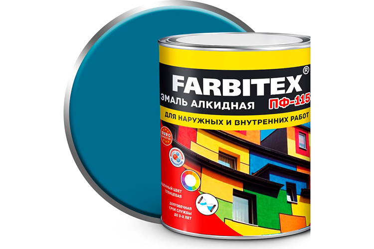 Эмаль алкидная голубая ПФ-115 &quot;FARBITEX&quot;, 1,8кг