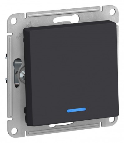 Выключатель 1-кл. с/п с инд., механизм (без рамки), ATLASDESIGN карбон