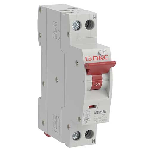 Компактный автоматический выключатель дифференциального тока YON max типа MDR, 1P+N, 30mA, 10A, хар-ка C, 6kA, тип А MDR32N-1N2C10-A ДКС