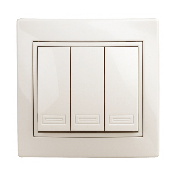 Выключатель 3-кл, "Plano Intro", скрытой проводки, слоновая кость