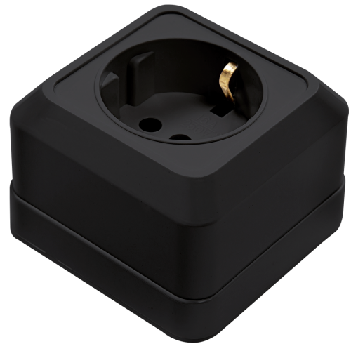 Розетка 1-ая "IN HOME Bolleto" с/з о/п, черная 1/10/200, 7028B