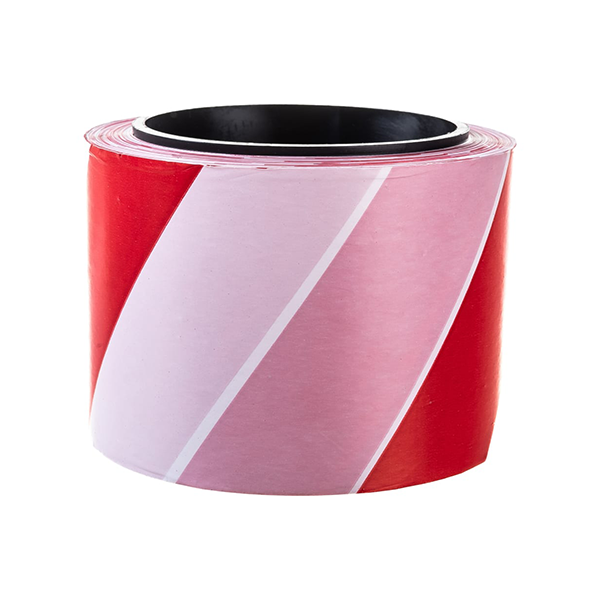 Лента сигнальная бело-красная, 75мм*100м