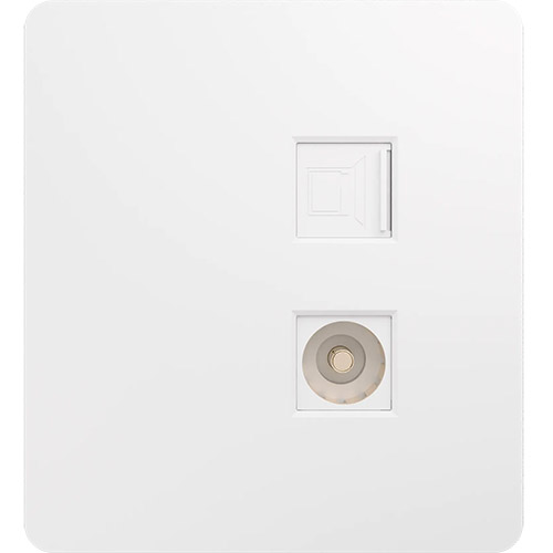 Розетка ТВ + компьютерная RJ45 кат6, с/п, ROUND перламутр