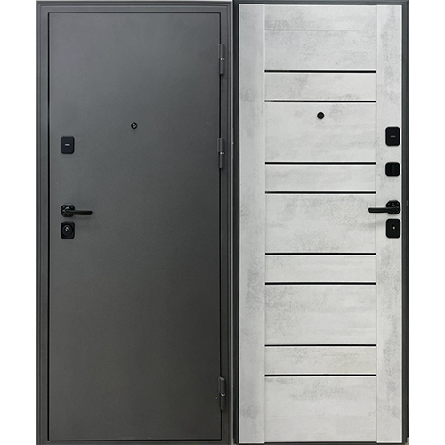 Дверь входная "Катюша NEW", 850*2050*110мм, правая, металл -"Графит сатин", МДФ "Бетон известковый" Город Мастеров