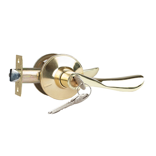 Ручка дверная "ЗВ3-01", нажимная, ключ - фиксатор, "Золото"