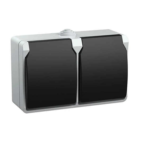 Розетка 2-я c заземлением с защитной крышкой "Форс" серая РСб22-3-ФСр "ИЭК"