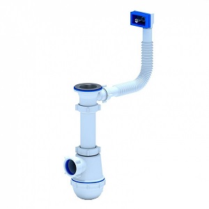 Сифон для мойки бутылочный со стальным выпуском, 1.1/2"*40, A0140S